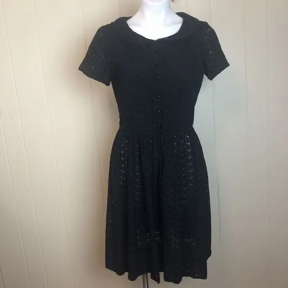 American Vintage | Dresses | Vintage 5s 60s Polly Bergen Jack Squire Navy  Eyelet Fit Flare Dress Medium | Poshmark